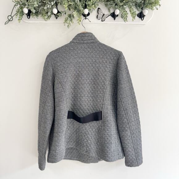 CAbi Grey Herringbone Asymmetrical Zip Jacket Large CP - Picture 4 of 4